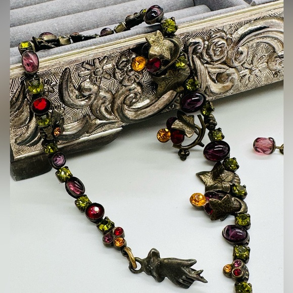 Vintage MARY DEMARCO Crystal  Stone Necklace UNIQUE 💚 - Picture 12 of 17